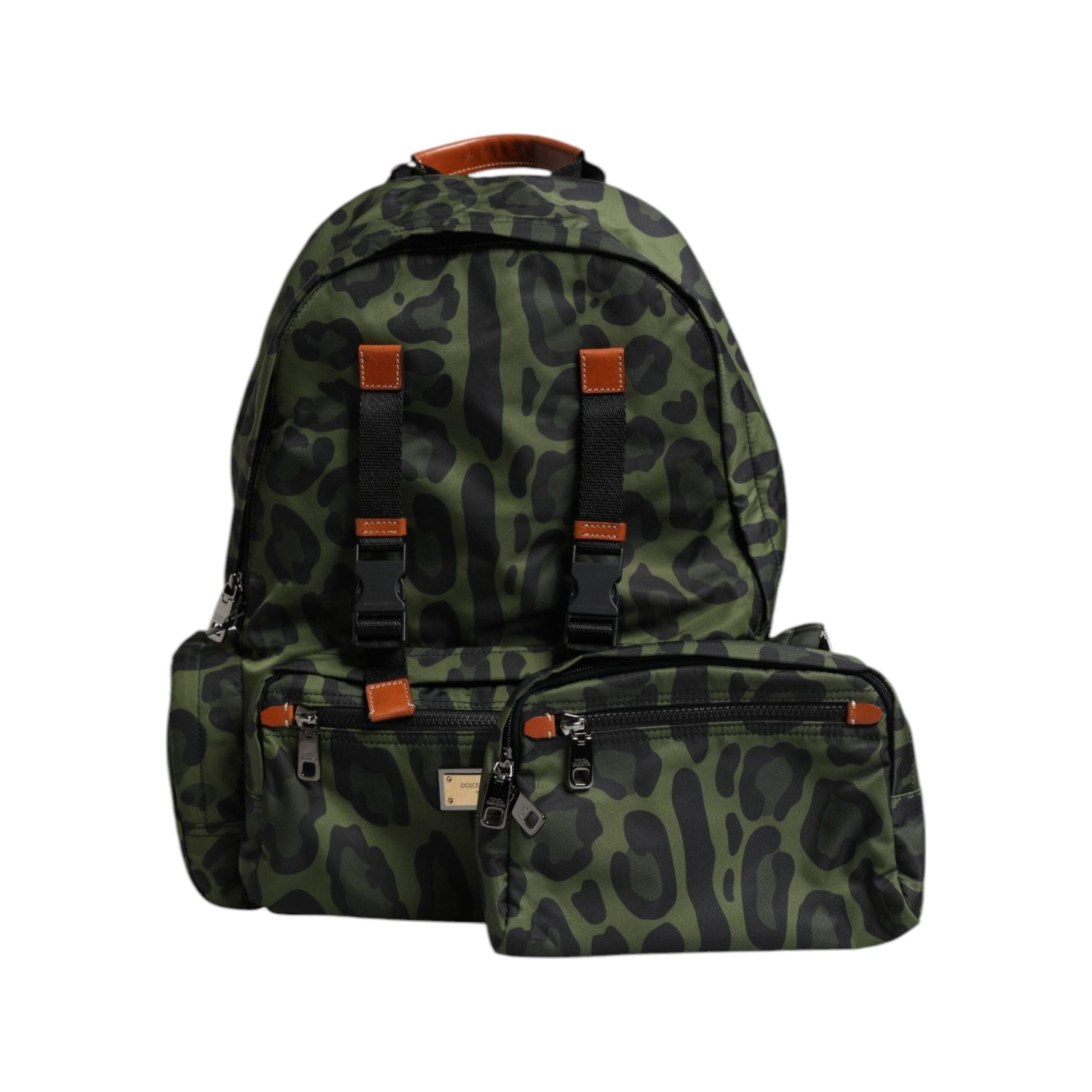 Luxour, Dolce & Gabbana Green Leopard Nylon Travel Back Pack Bag, 