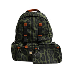 Luxour, Dolce & Gabbana Green Leopard Nylon Travel Back Pack Bag, 