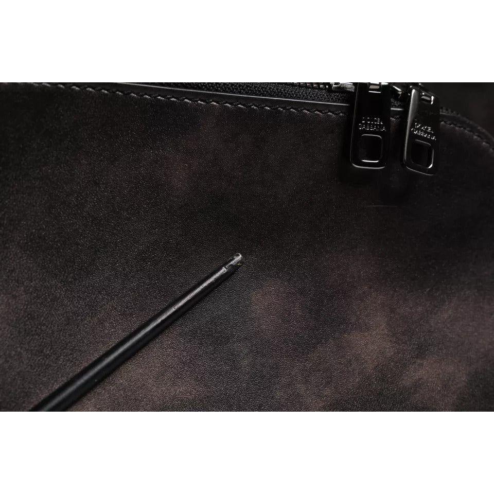 Luxour, Dolce & Gabbana Bronze Leather School Travel Backpack Bag, 