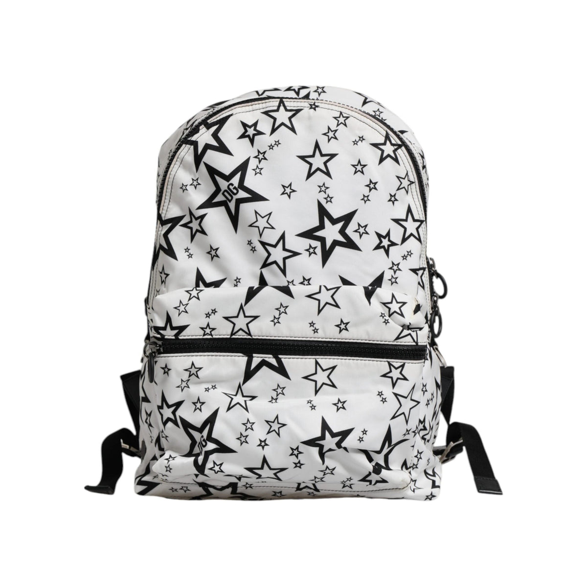 Luxour, Dolce & Gabbana White DG Stars Print Nylon School Backpack Bag, 