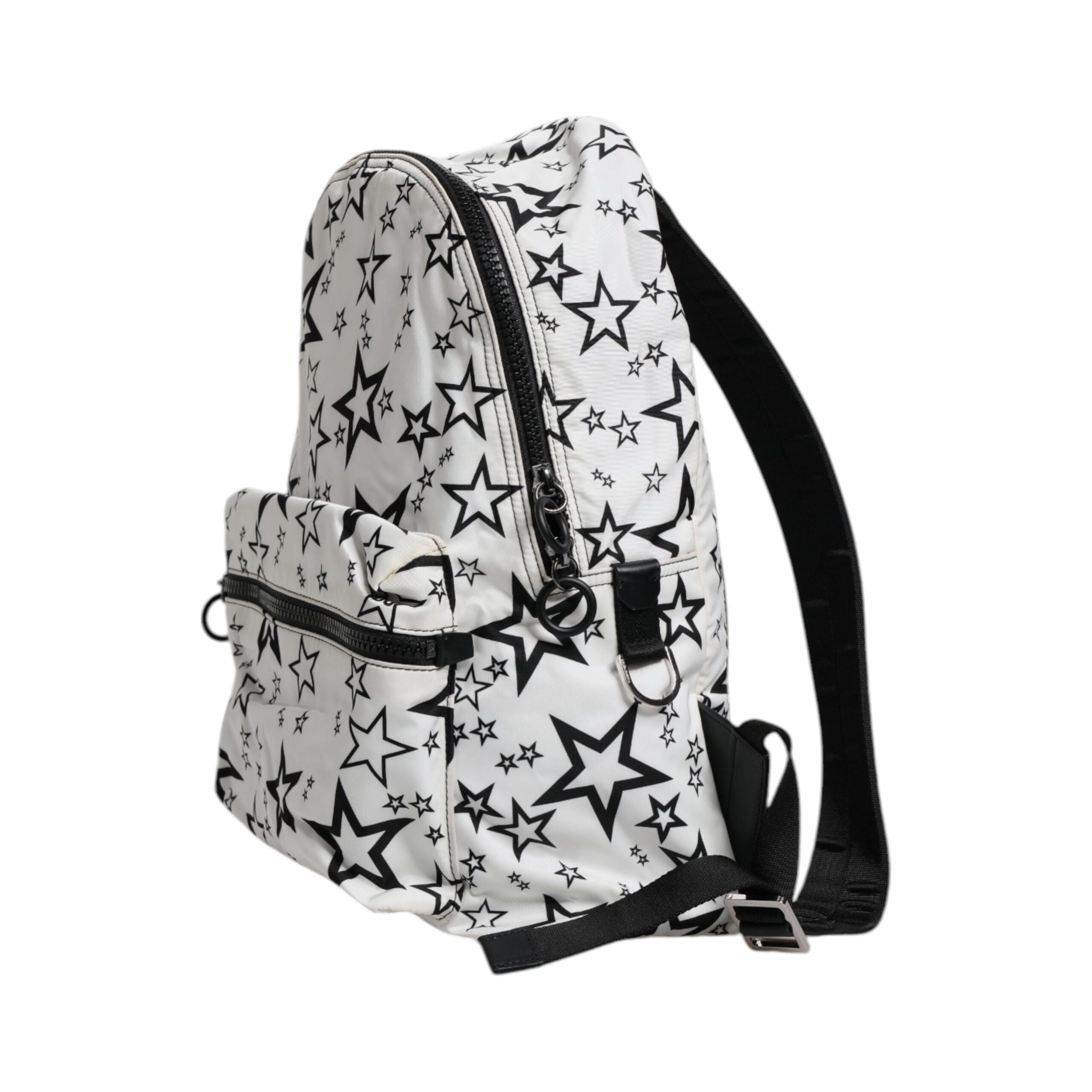 Luxour, Dolce & Gabbana White DG Stars Print Nylon School Backpack Bag, 
