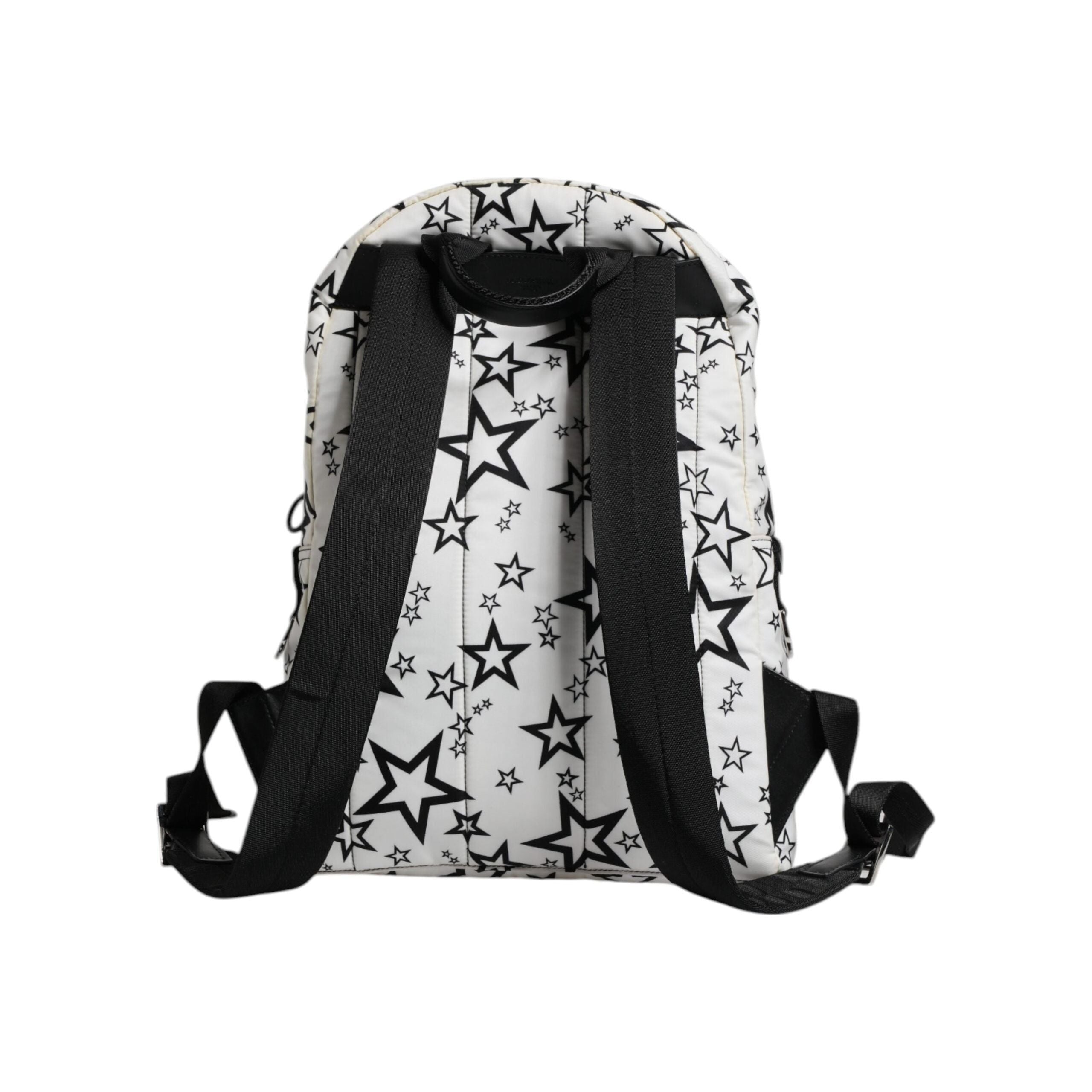 Luxour, Dolce & Gabbana White DG Stars Print Nylon School Backpack Bag, 