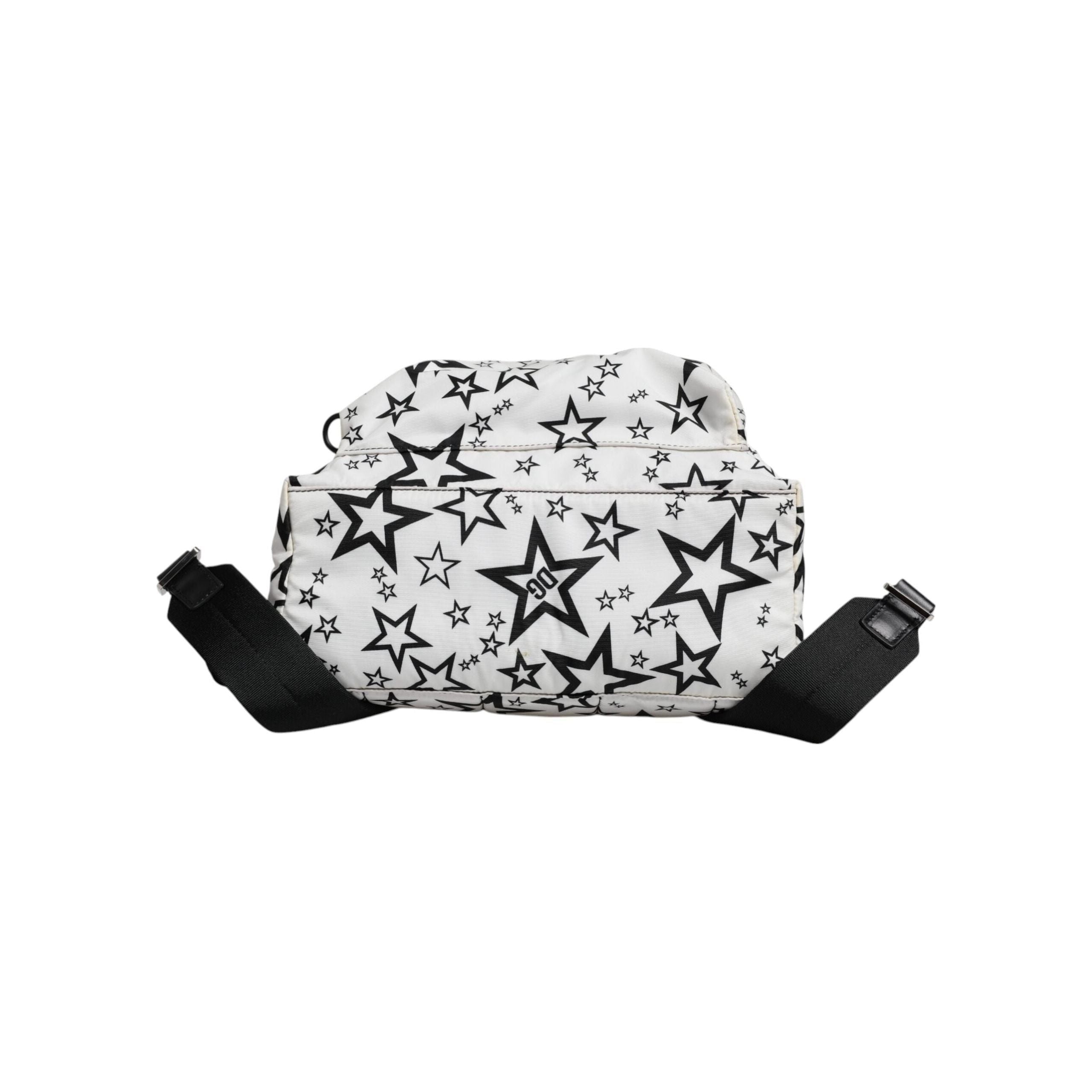 Luxour, Dolce & Gabbana White DG Stars Print Nylon School Backpack Bag, 