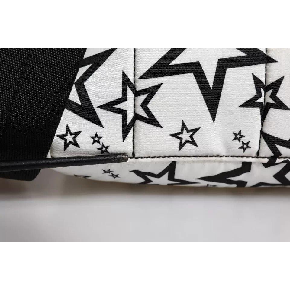 Luxour, Dolce & Gabbana White DG Stars Print Nylon School Backpack Bag, 