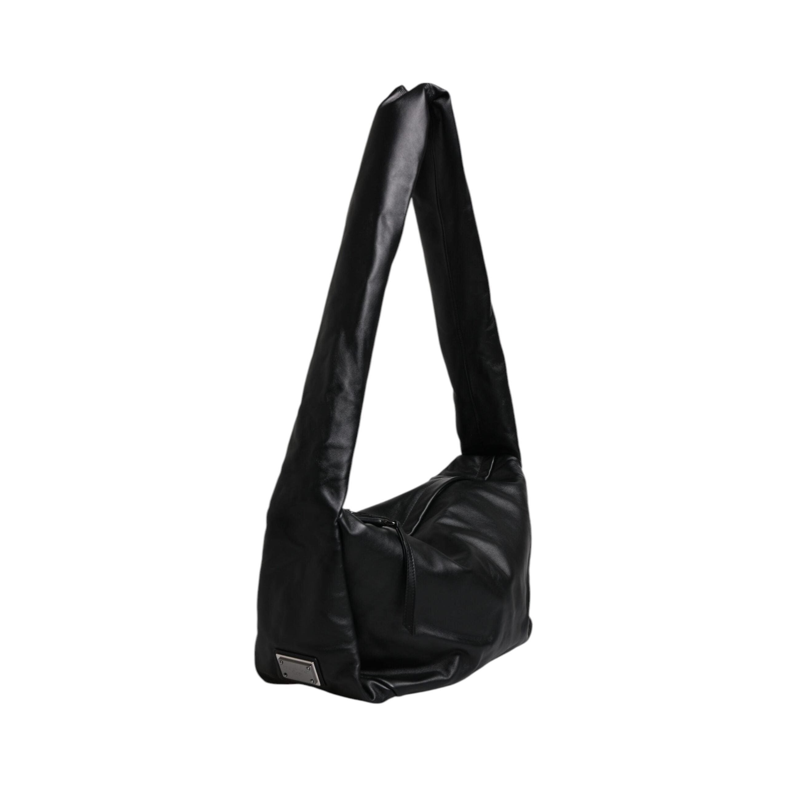 Luxour, Dolce & Gabbana Black Leather Logo Plaque Shoulder Bag, 