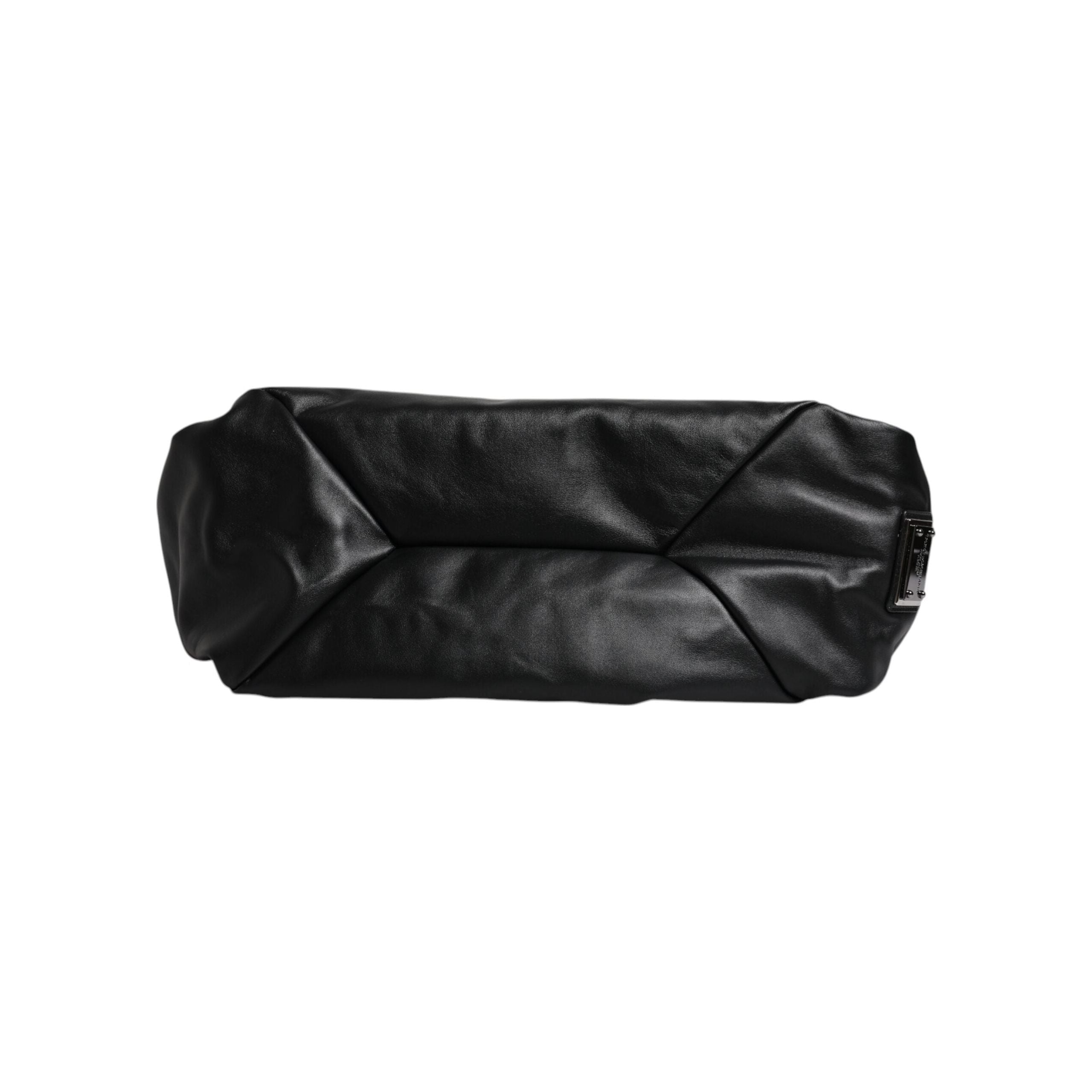 Luxour, Dolce & Gabbana Black Leather Logo Plaque Shoulder Bag, 