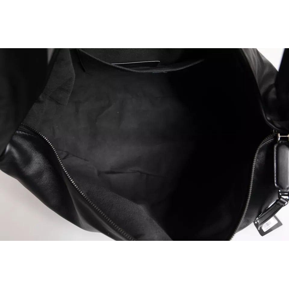 Luxour, Dolce & Gabbana Black Leather Logo Plaque Shoulder Bag, 