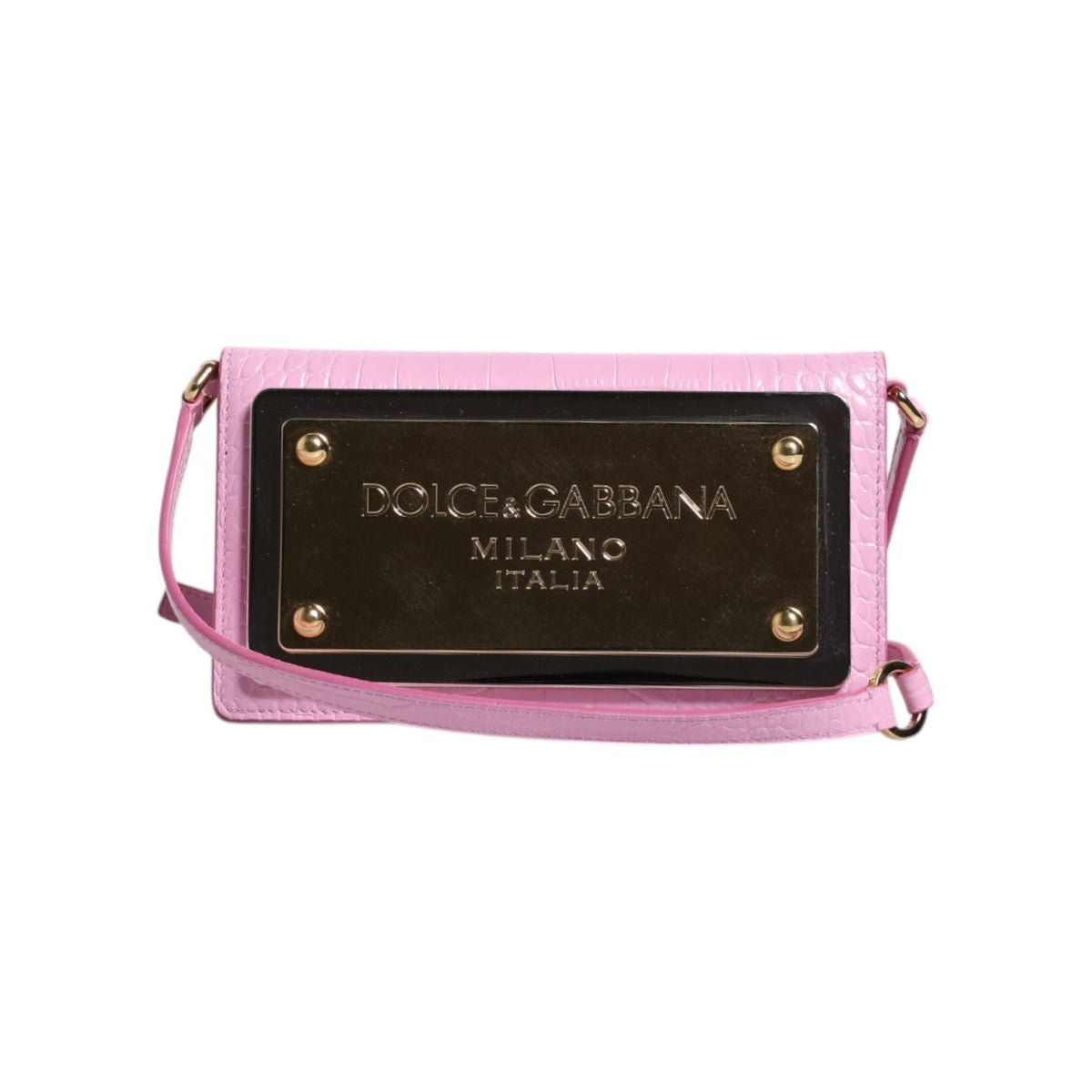 Luxour, Dolce & Gabbana Pink Exotic Leather Logo Plaque Crossbody Bag, 