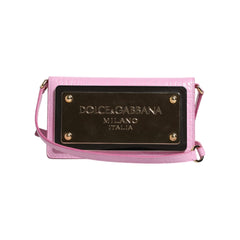 Luxour, Dolce & Gabbana Pink Exotic Leather Logo Plaque Crossbody Bag, 