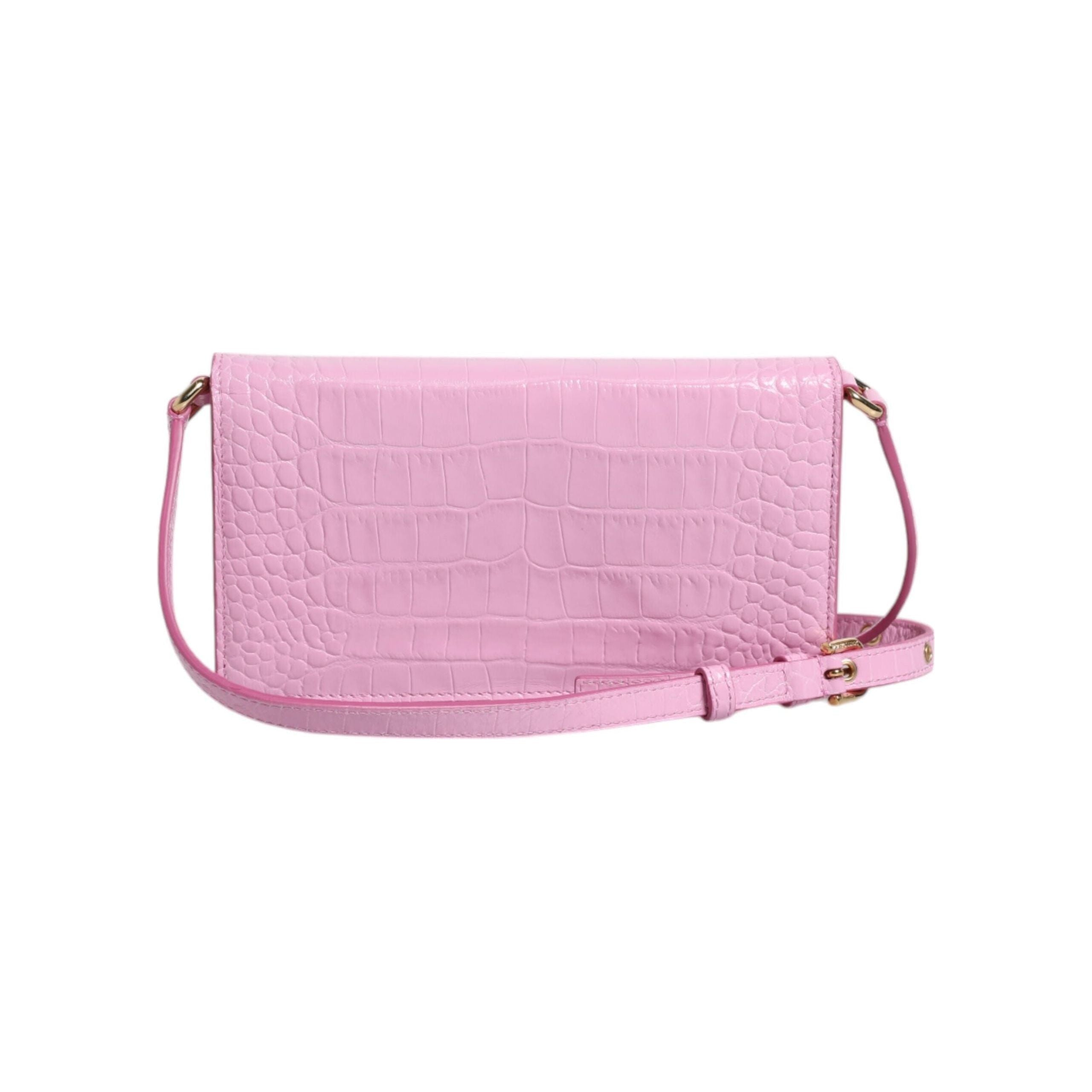 Luxour, Dolce & Gabbana Pink Exotic Leather Logo Plaque Crossbody Bag, 