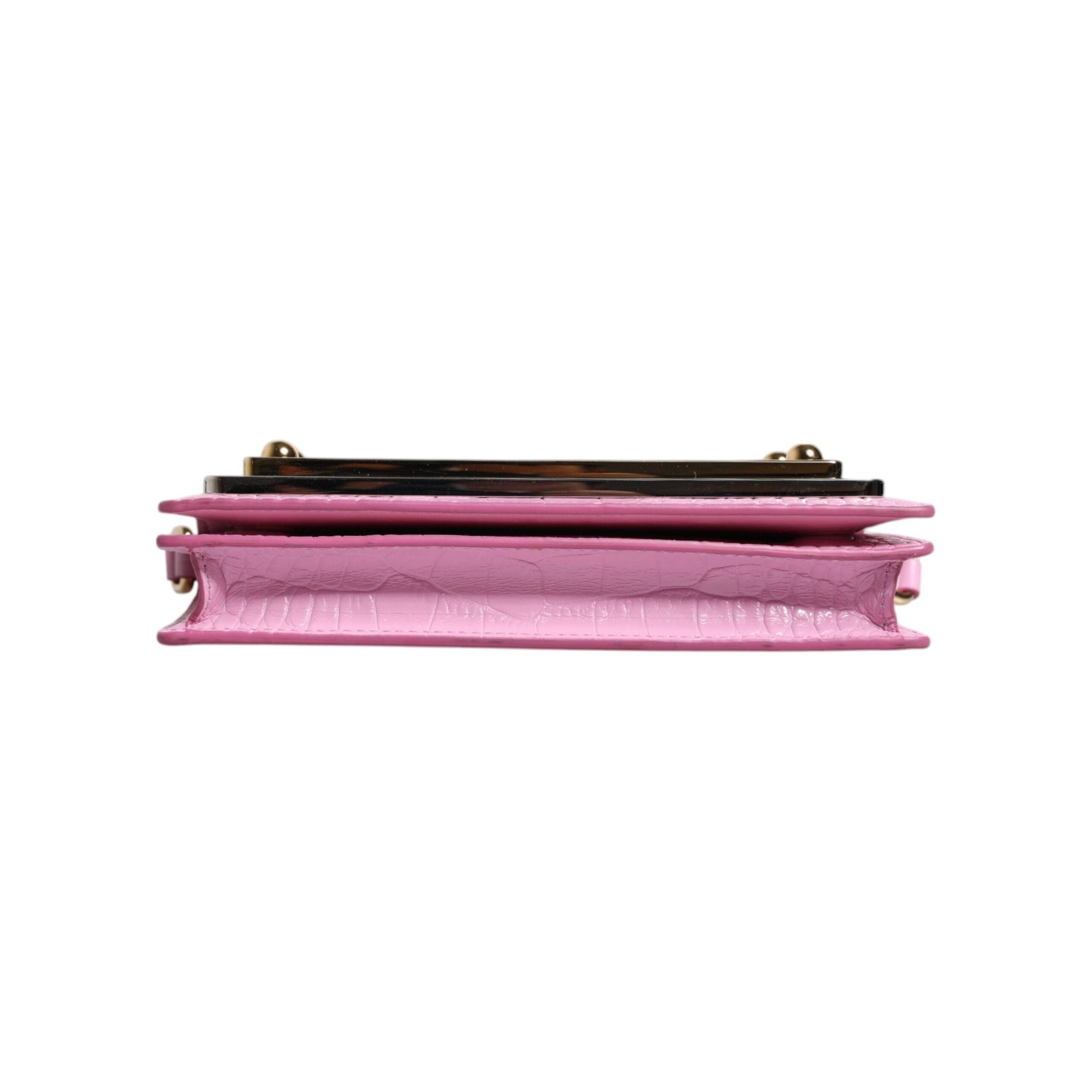 Luxour, Dolce & Gabbana Pink Exotic Leather Logo Plaque Crossbody Bag, 