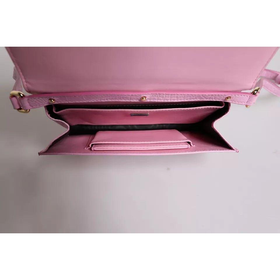 Luxour, Dolce & Gabbana Pink Exotic Leather Logo Plaque Crossbody Bag, 