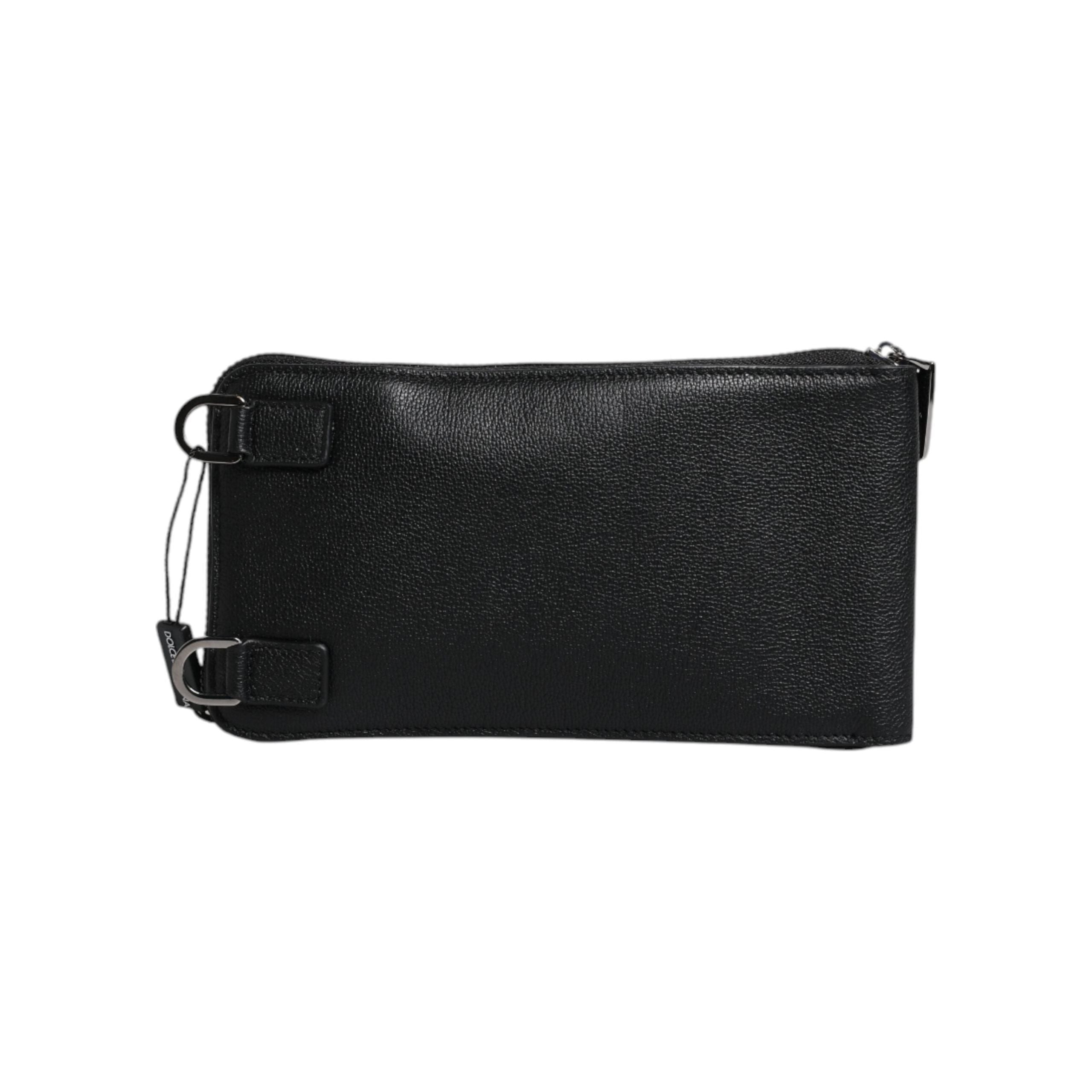 Luxour, Dolce & Gabbana Black Leather Purse Crossbody Sling Phone Bag, 