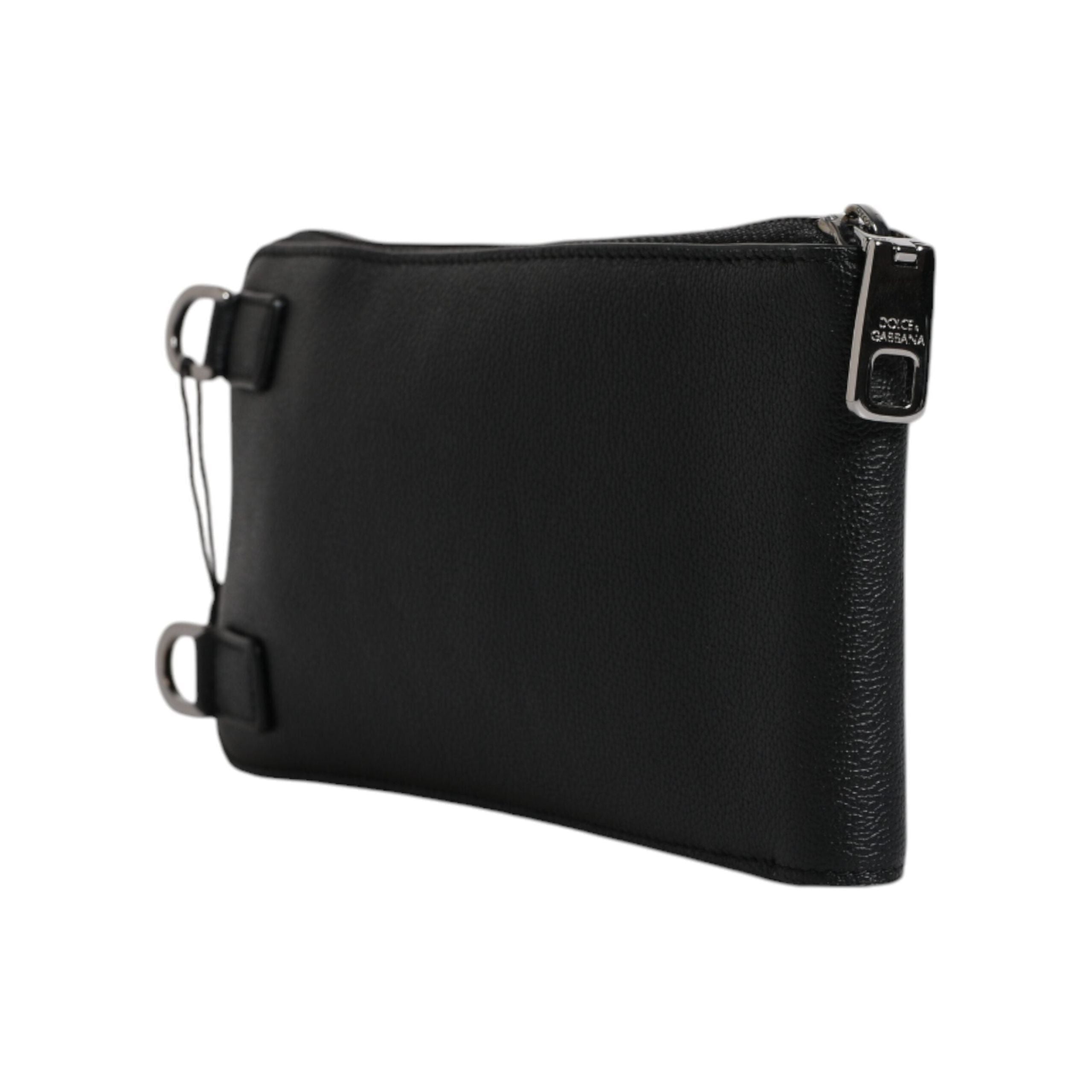 Luxour, Dolce & Gabbana Black Leather Purse Crossbody Sling Phone Bag, 