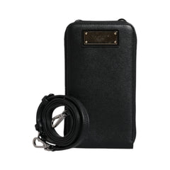 Luxour, Dolce & Gabbana Black Leather Purse Crossbody Sling Phone Bag, 
