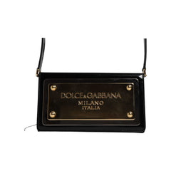 Luxour, Dolce & Gabbana Black Patent Leather Logo Plaque Crossbody Bag, 