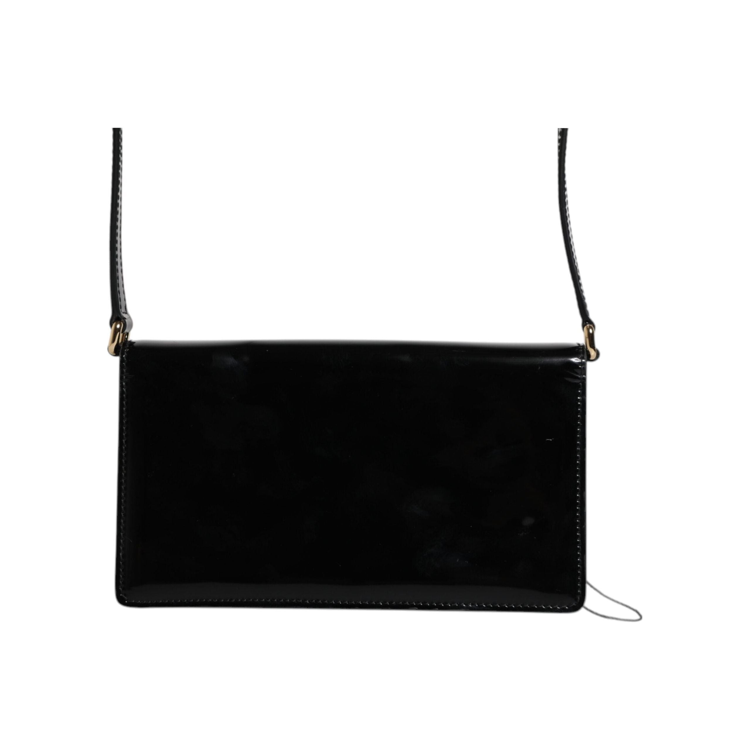 Luxour, Dolce & Gabbana Black Patent Leather Logo Plaque Crossbody Bag, 