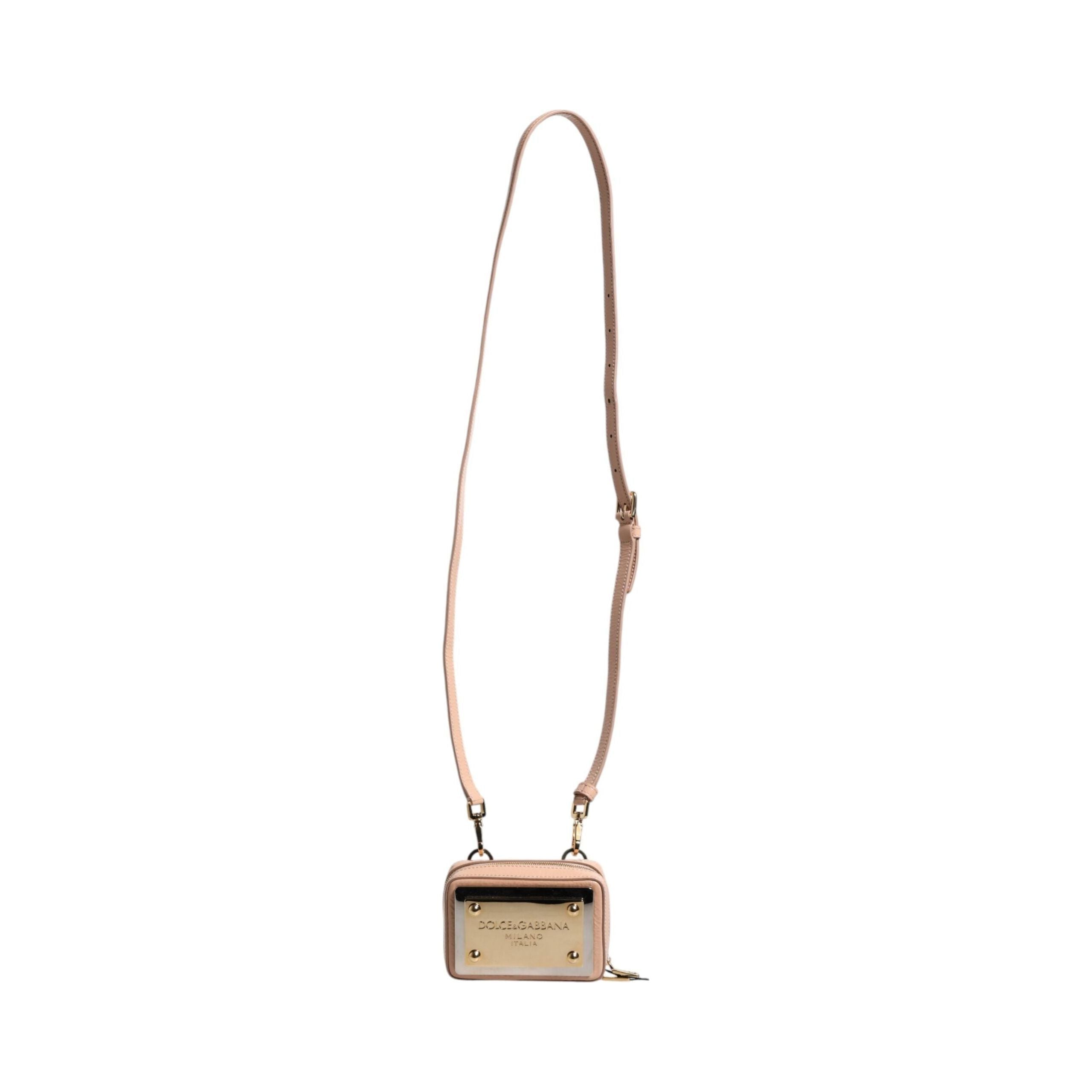 Luxour, Dolce & Gabbana Nude Leather Logo Plaque Crossbody Bag, 
