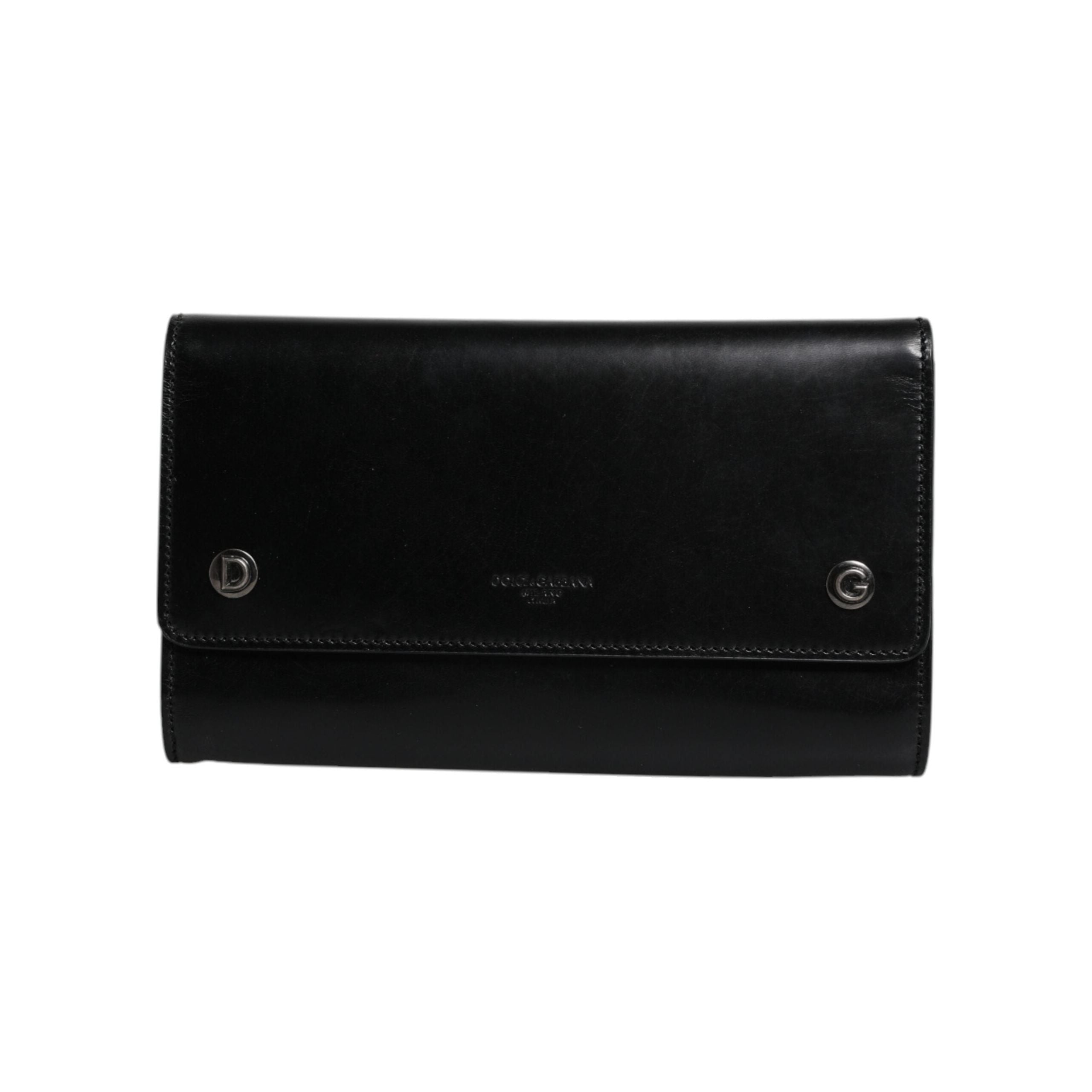 Luxour, Dolce & Gabbana Black Leather Logo Embossed Crossbody Bag, 