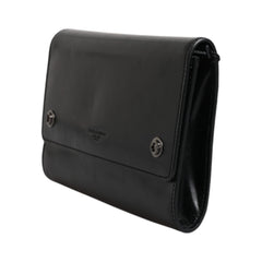 Luxour, Dolce & Gabbana Black Leather Logo Embossed Crossbody Bag, 