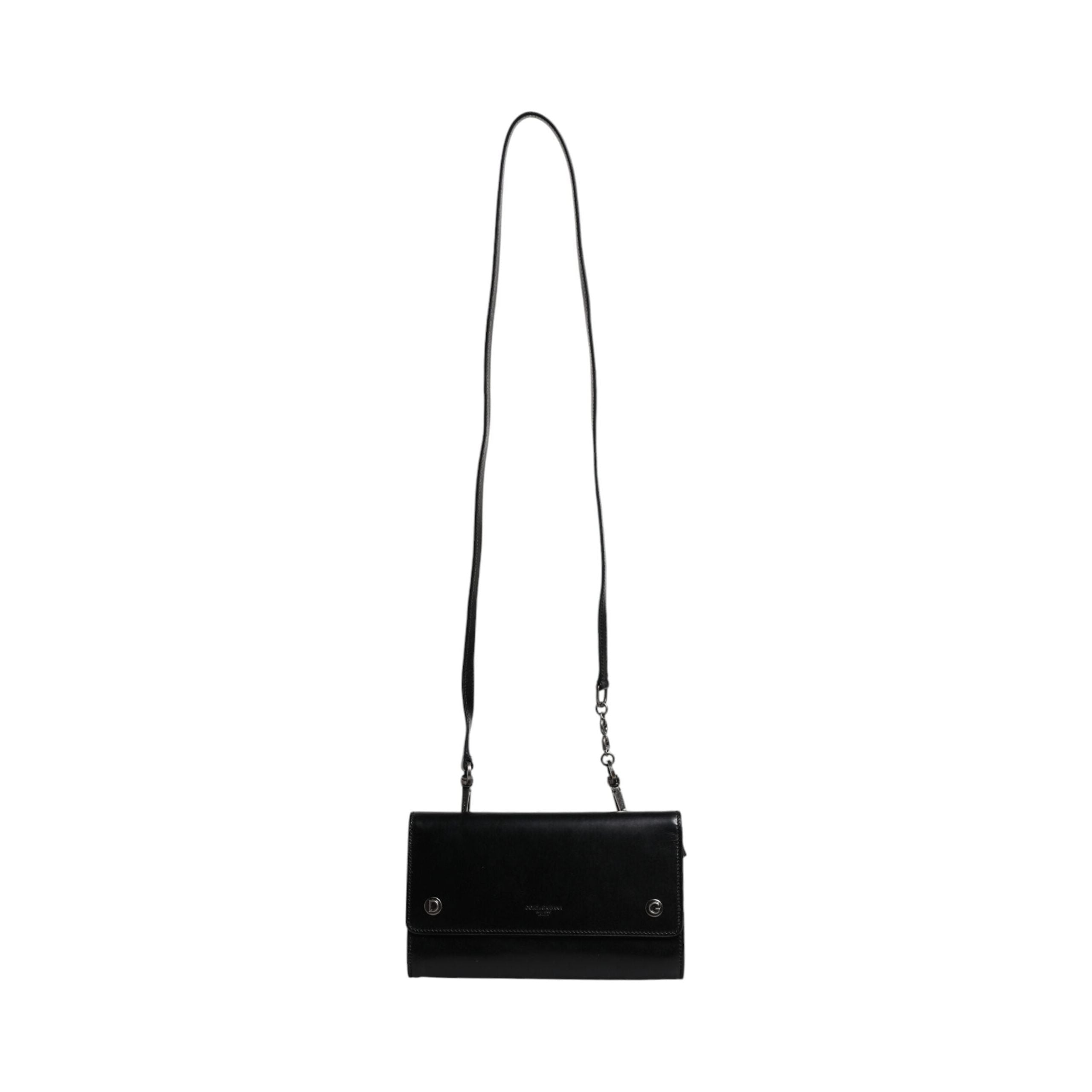 Luxour, Dolce & Gabbana Black Leather Logo Embossed Crossbody Bag, 