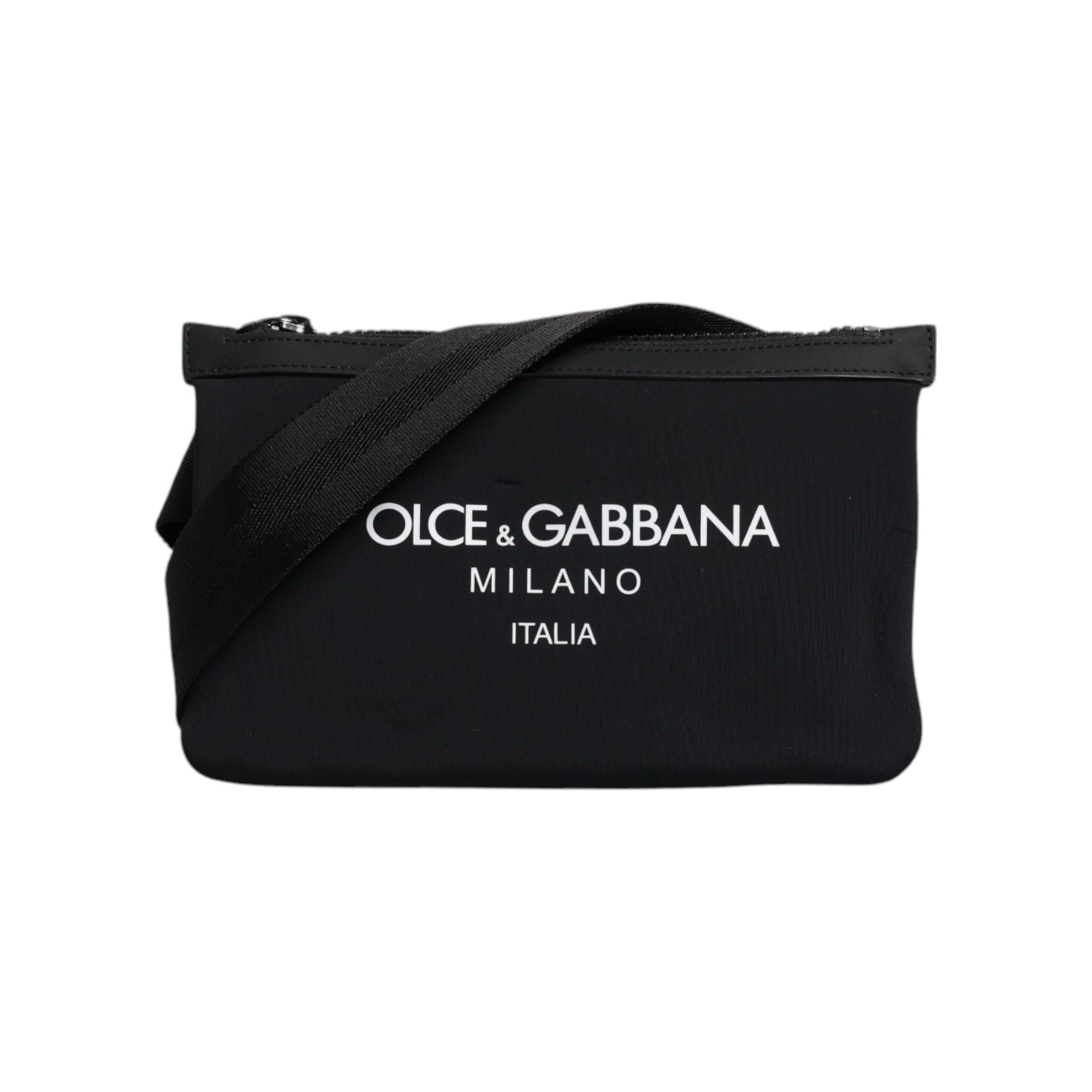 Luxour, Dolce & Gabbana Black Nylon Logo Purse Crossbody Sling Bag, 