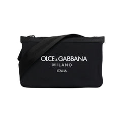 Luxour, Dolce & Gabbana Black Nylon Logo Purse Crossbody Sling Bag, 