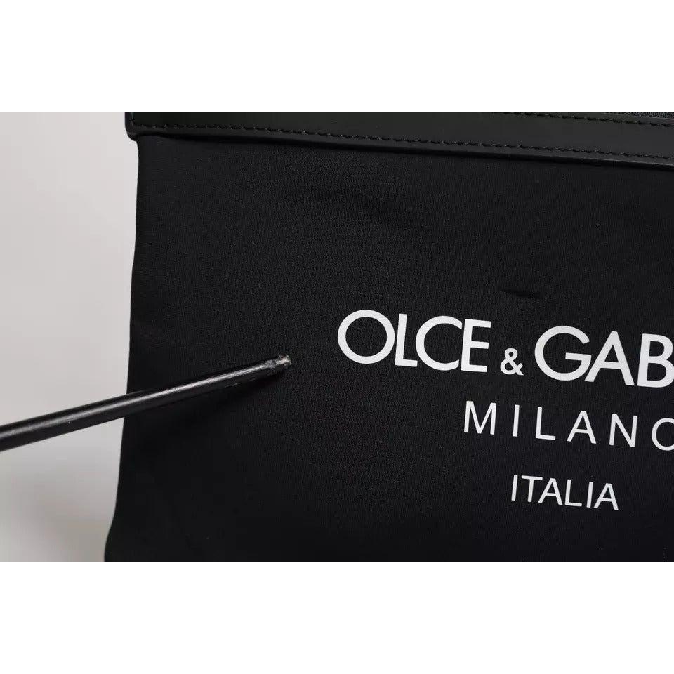 Luxour, Dolce & Gabbana Black Nylon Logo Purse Crossbody Sling Bag, 