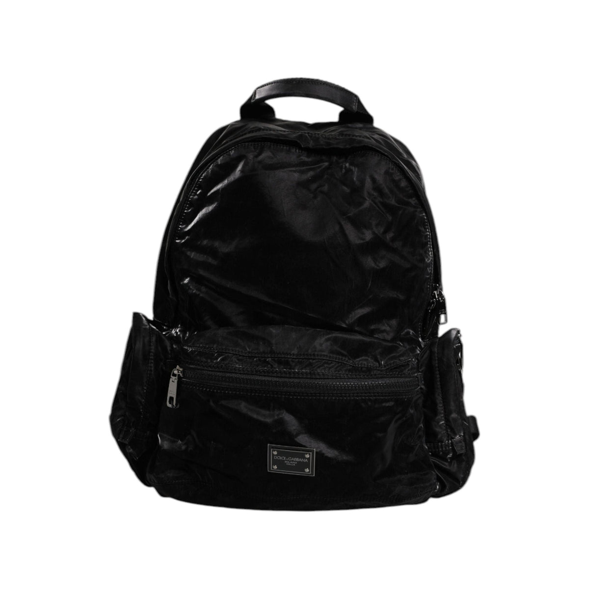 Luxour, Dolce & Gabbana Black Nylon Logo Plaque Travel School Backpack Bag, 