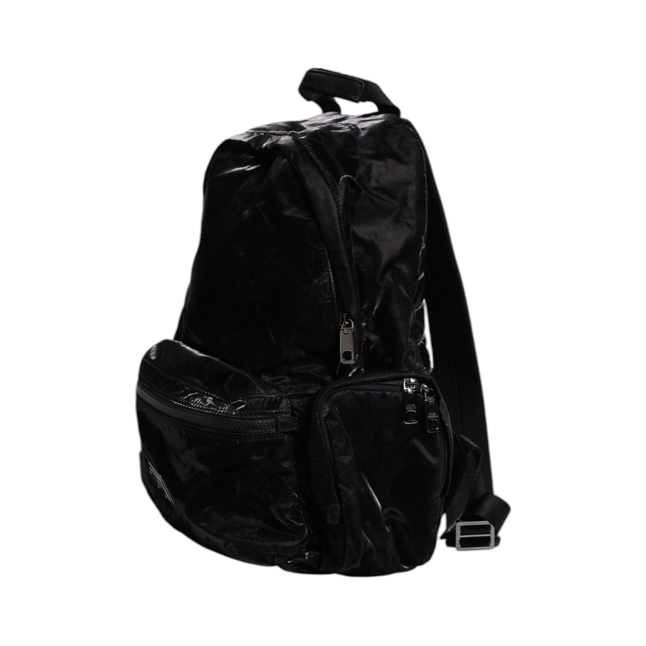 Luxour, Dolce & Gabbana Black Nylon Logo Plaque Travel School Backpack Bag, 