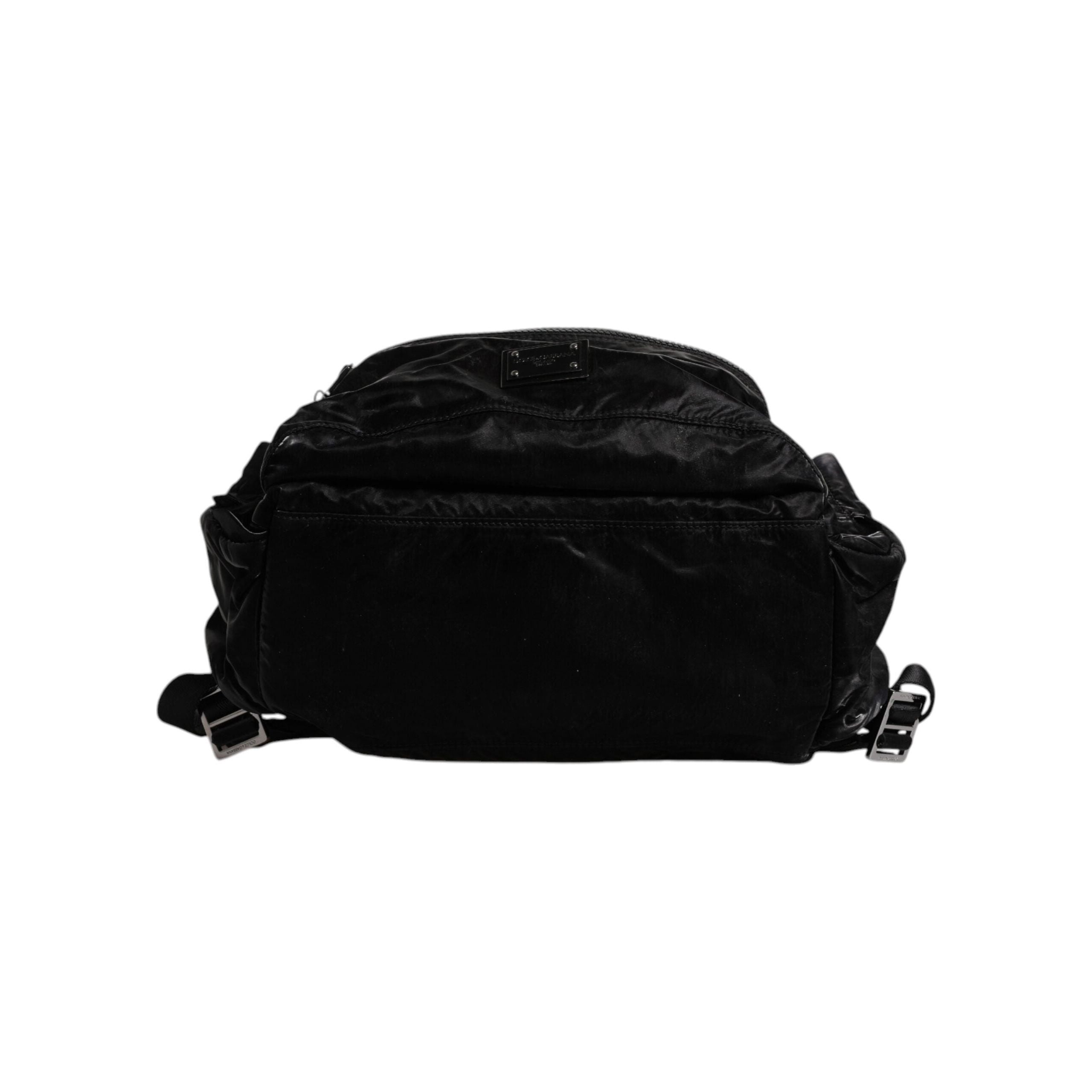 Luxour, Dolce & Gabbana Black Nylon Logo Plaque Travel School Backpack Bag, 