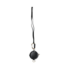 Luxour, Dolce & Gabbana Black Round Leather DG Logo Coin Purse Lanyard Wallet, 