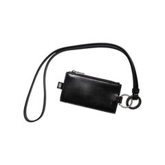Luxour, Dolce & Gabbana Black Horse Leather Lanyard Logo Card Holder Wallet, 