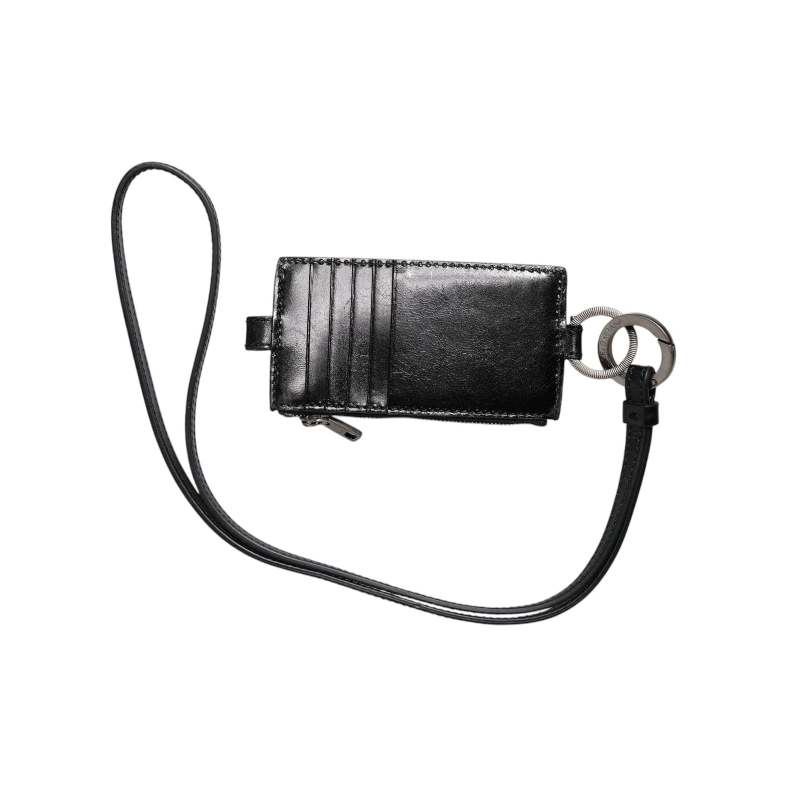 Luxour, Dolce & Gabbana Black Horse Leather Lanyard Logo Card Holder Wallet, 