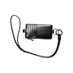 Luxour, Dolce & Gabbana Black Horse Leather Lanyard Logo Card Holder Wallet, 