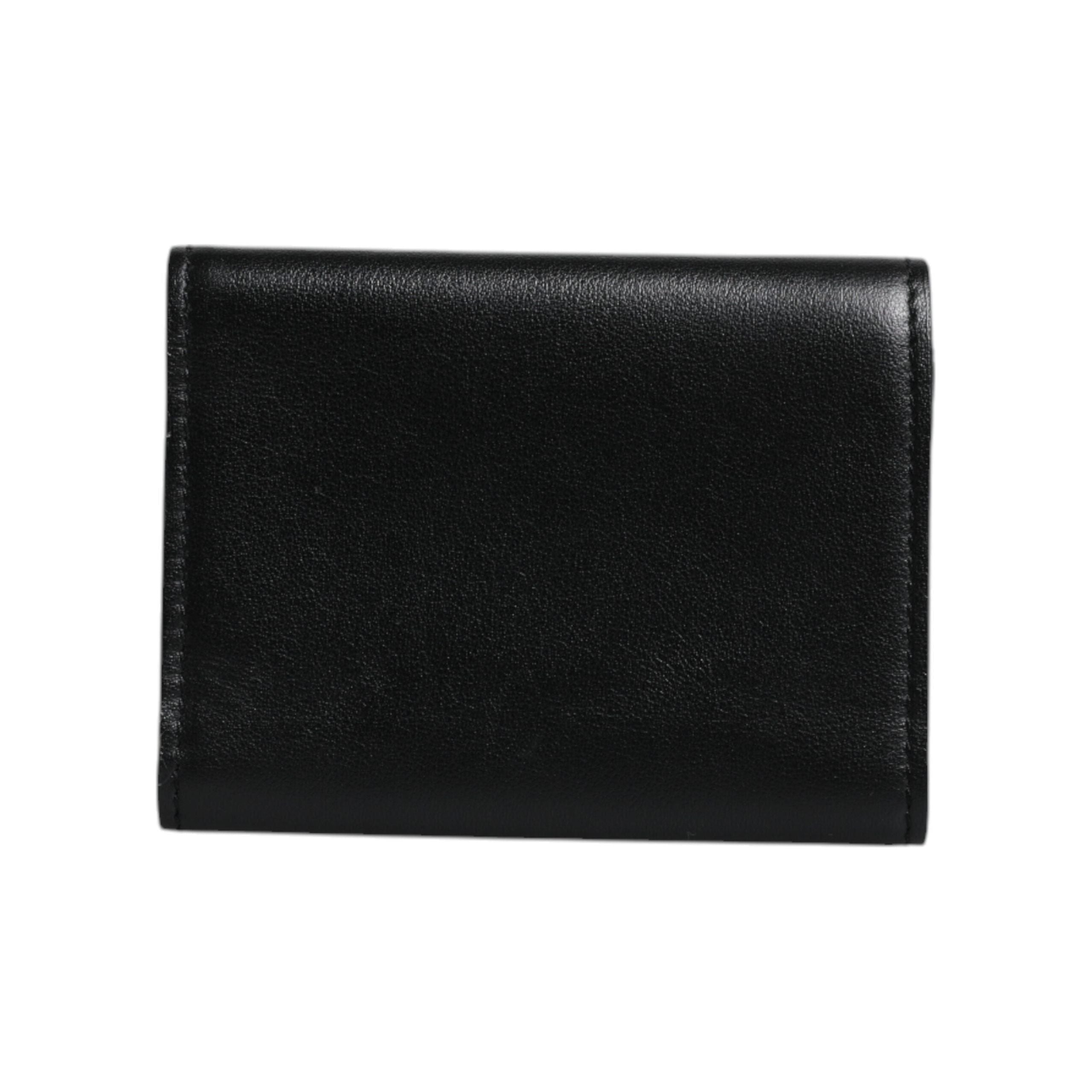 Luxour, Dolce & Gabbana Black Leather Folding Card Holder Logo Print Wallet, 