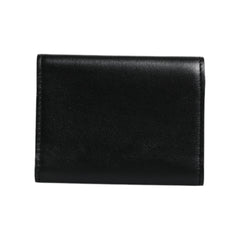 Luxour, Dolce & Gabbana Black Leather Folding Card Holder Logo Print Wallet, 