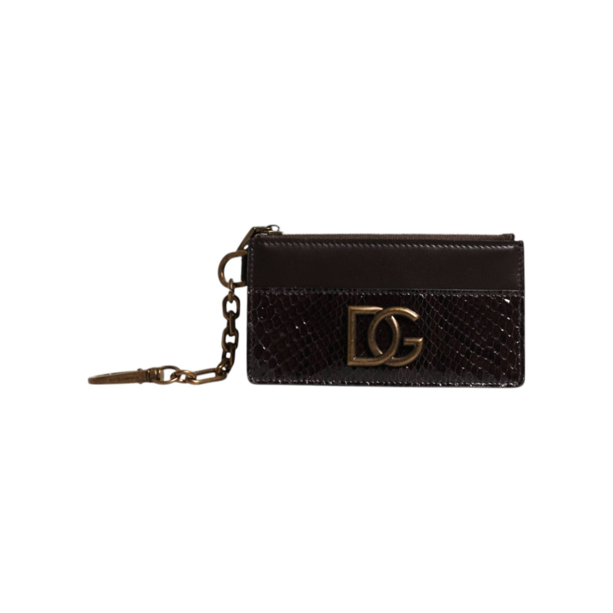 Luxour, Dolce & Gabbana Brown Exotic Leather DG Logo Card Holder Wallet, 