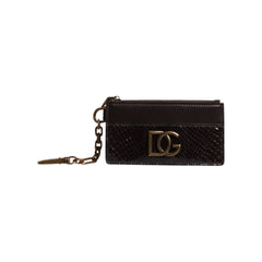 Luxour, Dolce & Gabbana Brown Exotic Leather DG Logo Card Holder Wallet, 