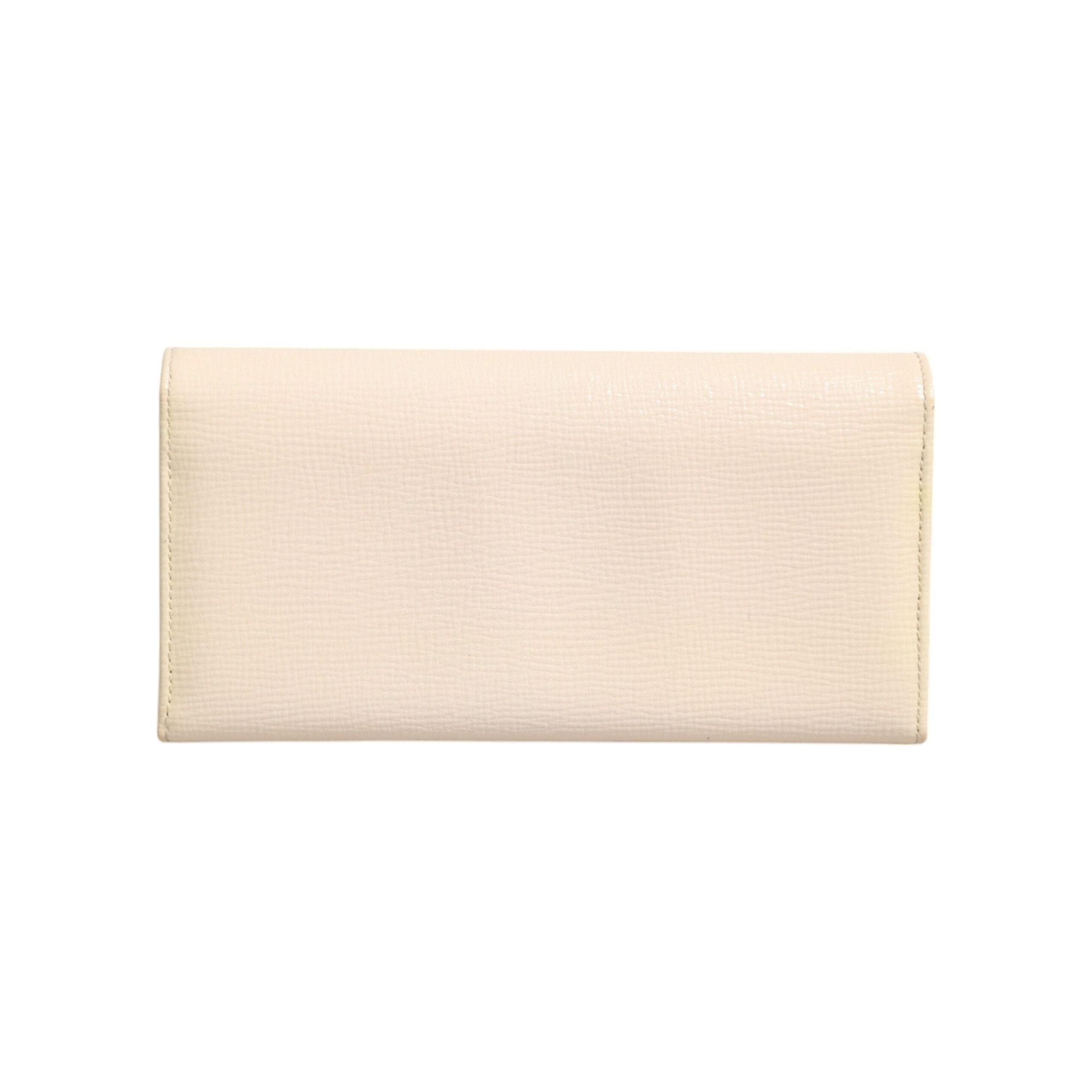Luxour, Dolce & Gabbana Beige Leather Trifold Logo Plaque Card Holder Wallet, 