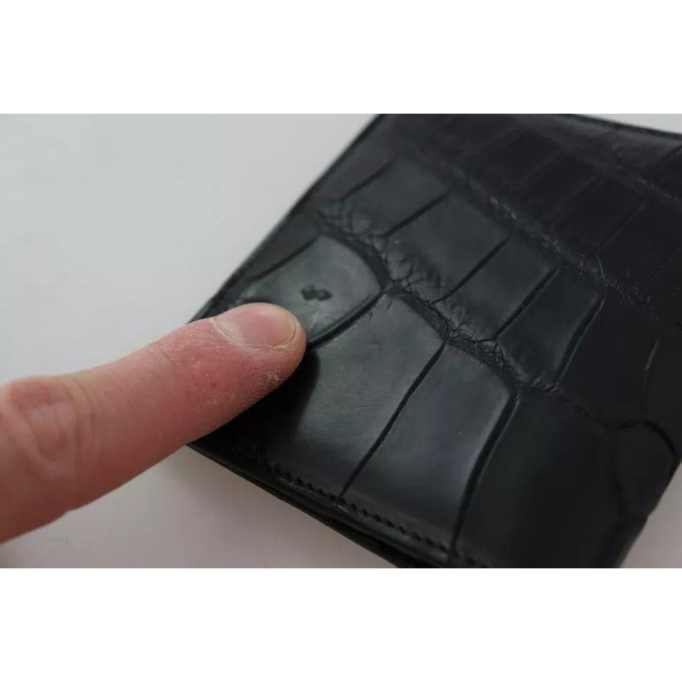 Luxour, Dolce & Gabbana Black Exotic Leather Bifold Card Holder Wallet, 