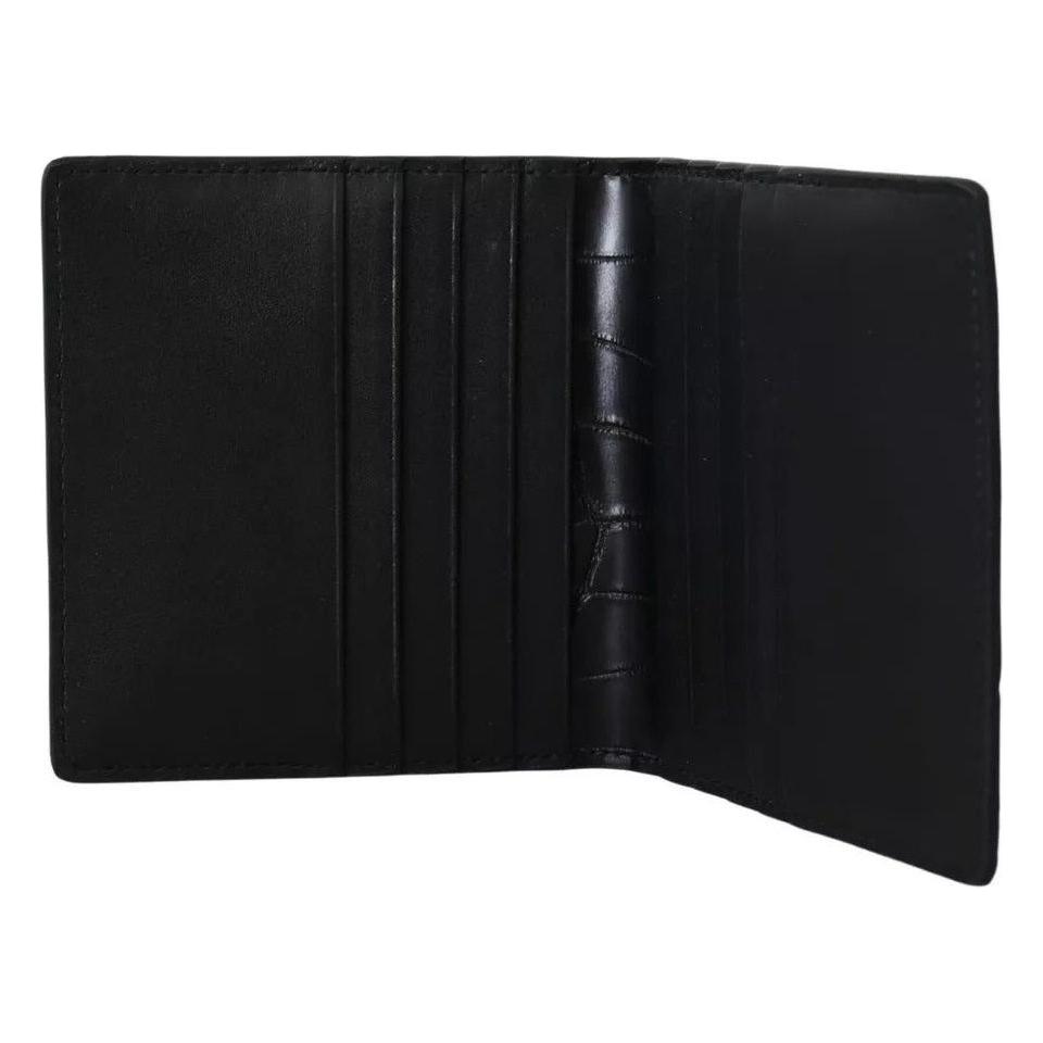 Luxour, Dolce & Gabbana Black Exotic Leather Bifold Card Holder Wallet, 