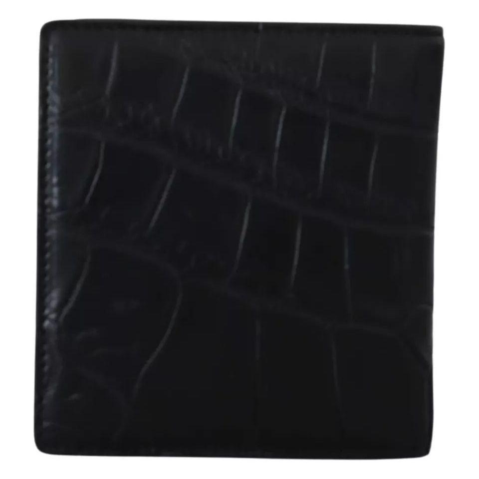 Luxour, Dolce & Gabbana Black Exotic Leather Bifold Card Holder Wallet, 