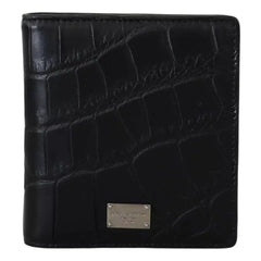 Luxour, Dolce & Gabbana Black Exotic Leather Bifold Card Holder Wallet, 