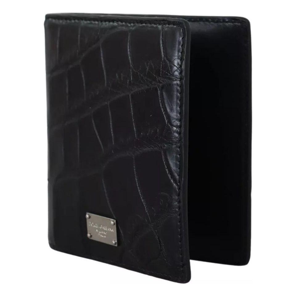 Luxour, Dolce & Gabbana Black Exotic Leather Bifold Card Holder Wallet, 