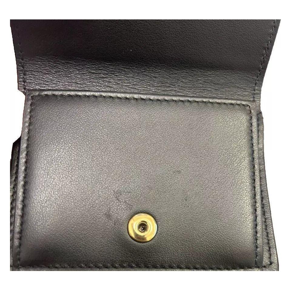 Luxour, Dolce & Gabbana Black Leather Folding Card Holder Logo Print Wallet, 