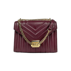 Luxour, Michael Kors Whitney Medium Chain Shoulder Flap Crossbody Oxblood, 