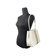 Luxour, Michael Kors Medium Pratt Bucket Shoulder Bag Purse Pale Gold/Cream, 