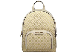 Luxour, Michael Kors Jaycee Medium Zip Pocket Backpack Bag Cream Gold, 