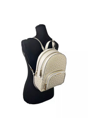 Luxour, Michael Kors Jaycee Medium Zip Pocket Backpack Bag Cream Gold, 